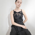 Flower Embroidery Tank Top（BLK）