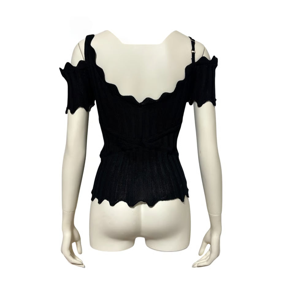 Dropped Shoulder Knit Top（BLK）